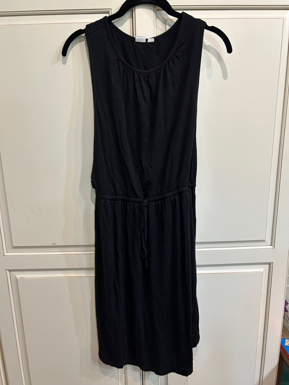 GAP Maternity Black Sleeveless Midi Drawstring-Waist Nursing Dress